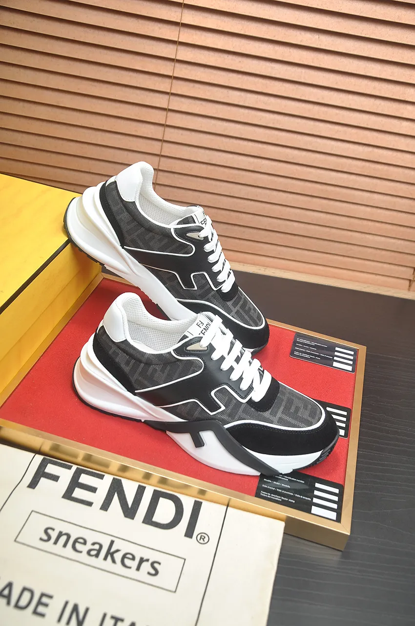 Men's shoes 💰600💶 [Fendi] The latest casual sports shoes 🔥 Many 💑 stars have the same style FD match. The original version is a one-to-one replica. Designer Kim Jones's first fendi match and Donkey brand Trainer basketball sneakers. Material: Original silk mesh. Lining: Breathable mesh. Packaging: Original 1:1 matching high-end packaging. Size: 38-45 (45 is custom-made and cannot be returned or exchanged)